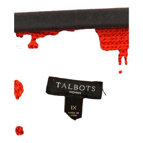 Talbots Long Sleeve Anchors Nautical Cable-Knit Sweater Women's Plus 1X Orange - Picture 6 of 9